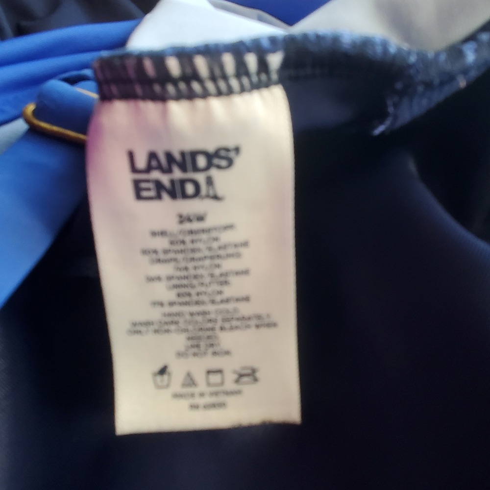 Lands End Slendersuit Blue Ombre Wrap One Piece Swimsuit Size 24W Style 514047 - Picture 3 of 11
